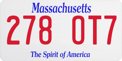 MA license plate 278OT7