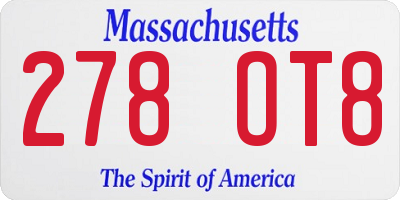 MA license plate 278OT8
