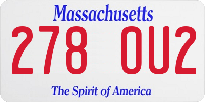 MA license plate 278OU2