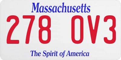 MA license plate 278OV3