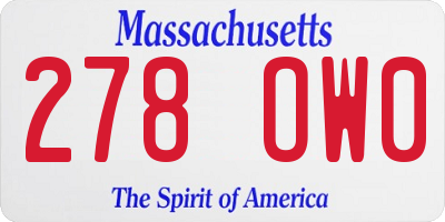 MA license plate 278OW0