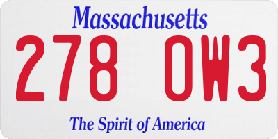 MA license plate 278OW3