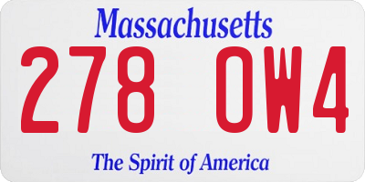 MA license plate 278OW4
