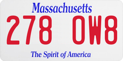 MA license plate 278OW8