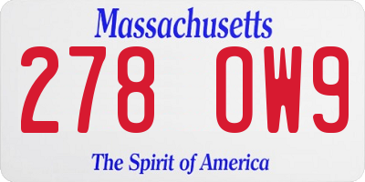 MA license plate 278OW9