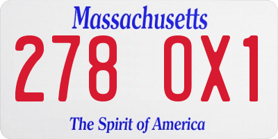 MA license plate 278OX1