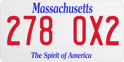 MA license plate 278OX2