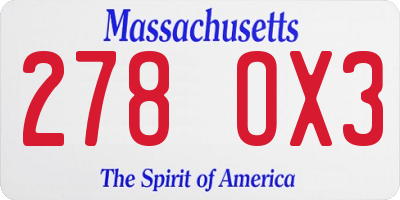 MA license plate 278OX3