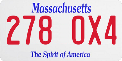 MA license plate 278OX4