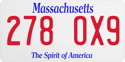 MA license plate 278OX9