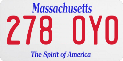 MA license plate 278OY0