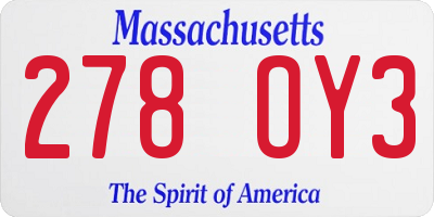 MA license plate 278OY3