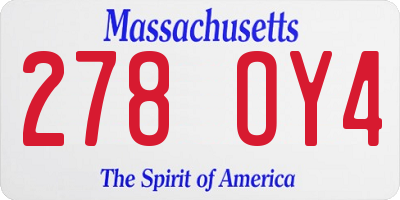 MA license plate 278OY4