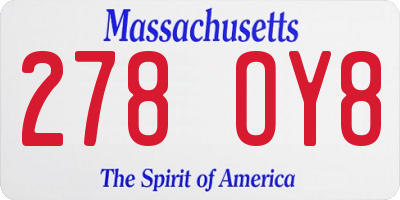MA license plate 278OY8