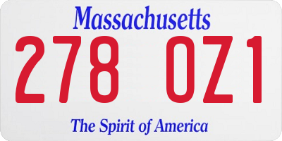 MA license plate 278OZ1