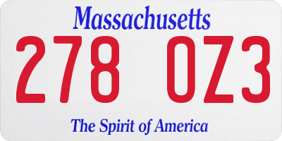 MA license plate 278OZ3