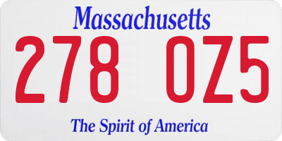 MA license plate 278OZ5