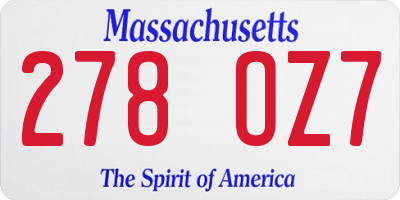 MA license plate 278OZ7