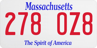 MA license plate 278OZ8