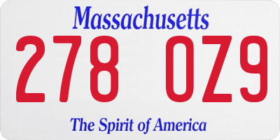 MA license plate 278OZ9