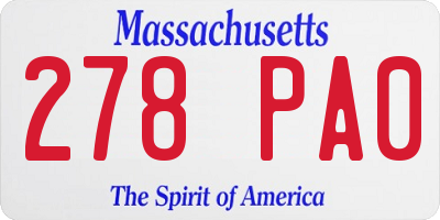 MA license plate 278PA0