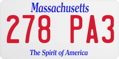 MA license plate 278PA3