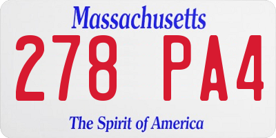 MA license plate 278PA4