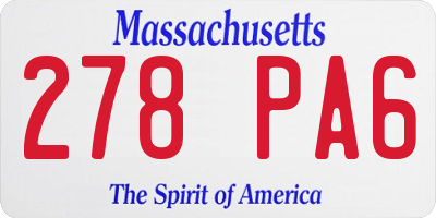 MA license plate 278PA6