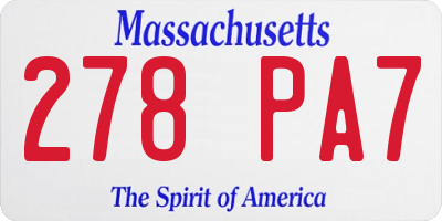 MA license plate 278PA7