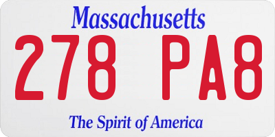 MA license plate 278PA8