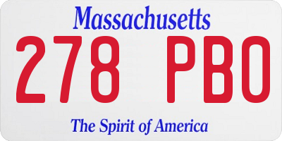 MA license plate 278PB0