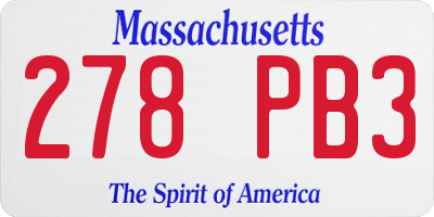 MA license plate 278PB3