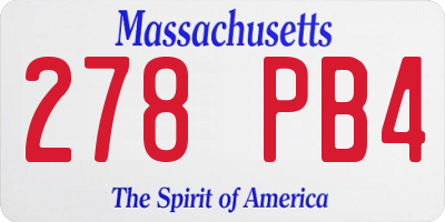 MA license plate 278PB4