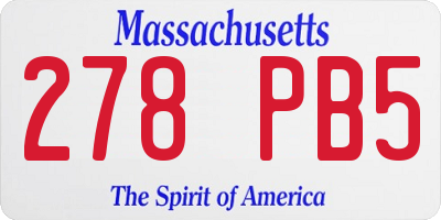 MA license plate 278PB5