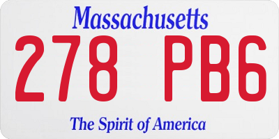MA license plate 278PB6