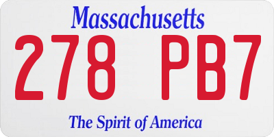 MA license plate 278PB7