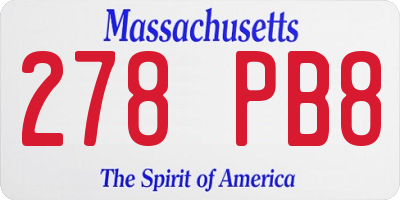 MA license plate 278PB8