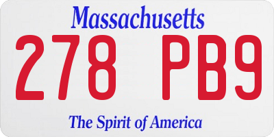 MA license plate 278PB9