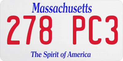 MA license plate 278PC3