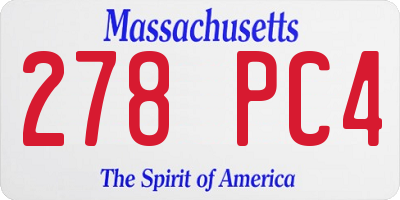 MA license plate 278PC4