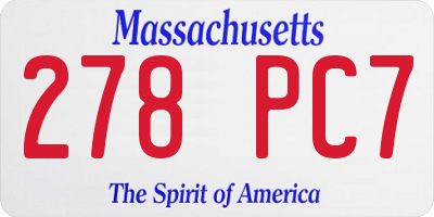 MA license plate 278PC7