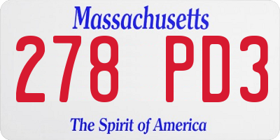 MA license plate 278PD3