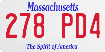 MA license plate 278PD4