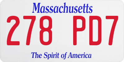 MA license plate 278PD7