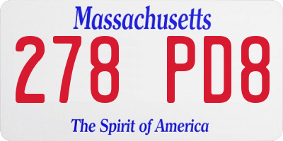 MA license plate 278PD8