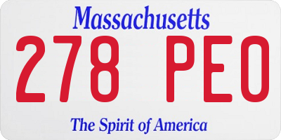 MA license plate 278PE0