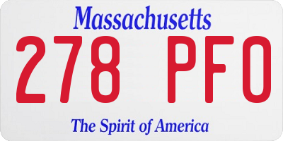 MA license plate 278PF0