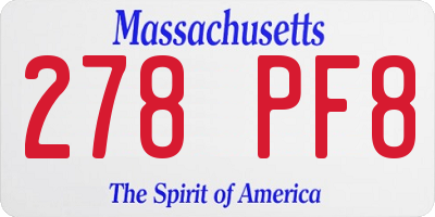 MA license plate 278PF8