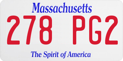 MA license plate 278PG2