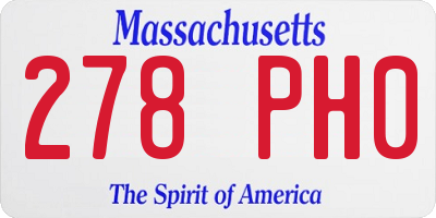 MA license plate 278PH0